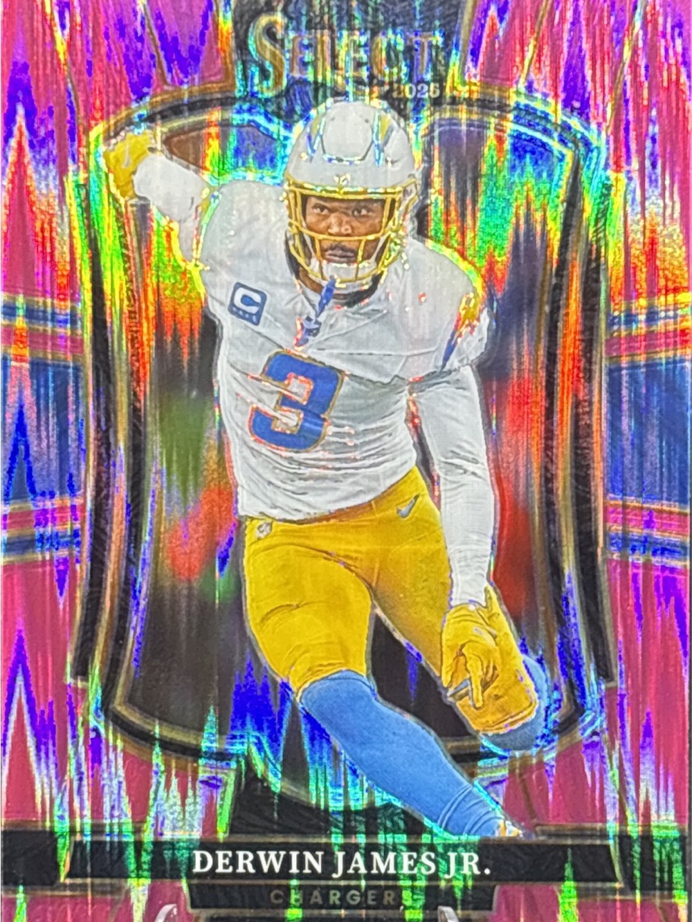Panini Select Derwin James Jr. Holo Pink Prizm Football Card